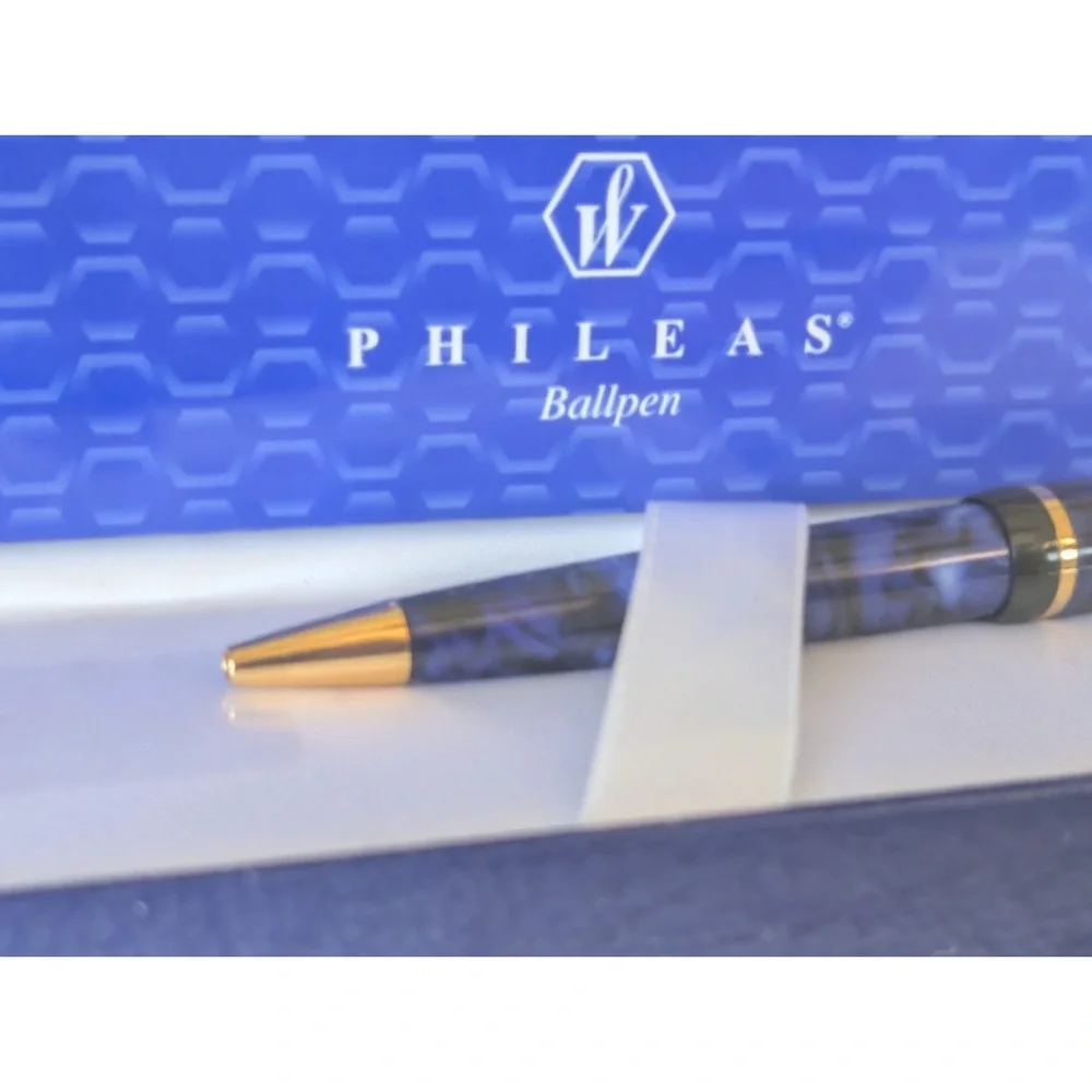 Waterman Phileas Ballpen Blue Gold Marble Ball Pen New in Box Sealed Paris 81007